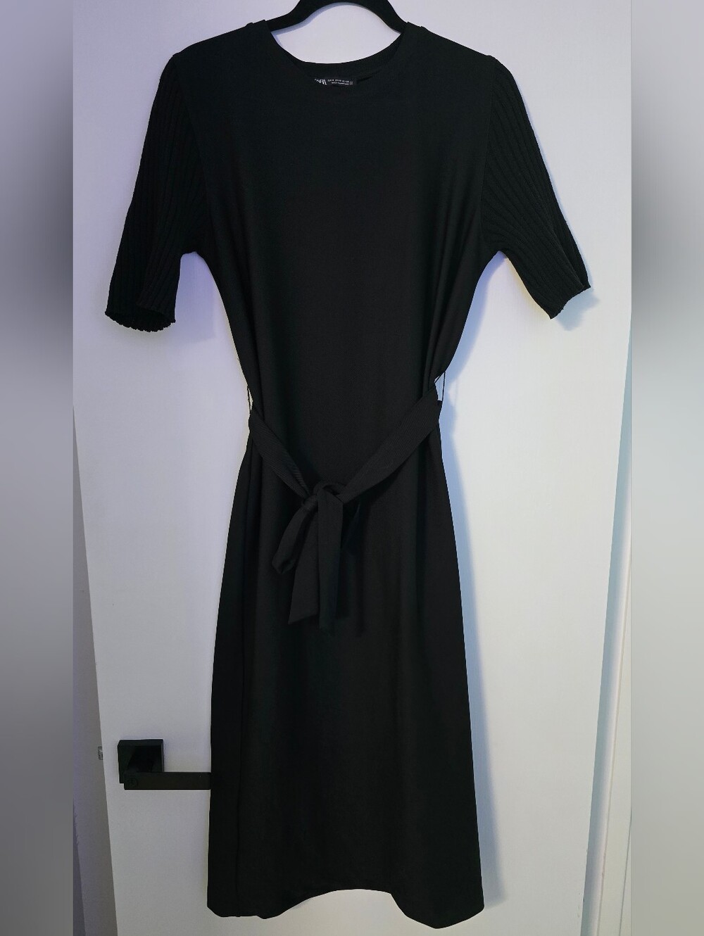 Zara Classic Black Tie-Waist Women's Dress